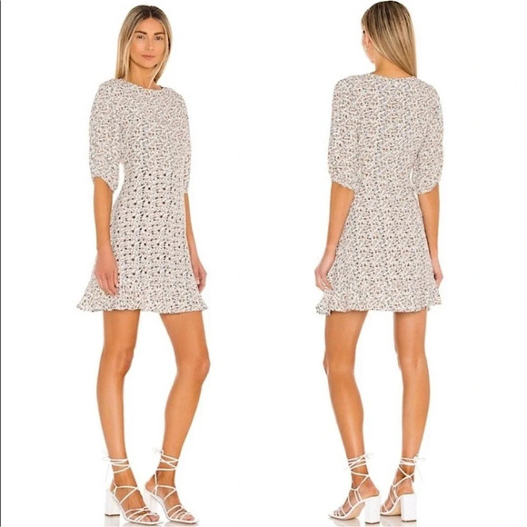 Faithfull The Brand Sidonie Floral Aurelia Cream Floral Mini Dress Size 4 - Picture 3 of 12